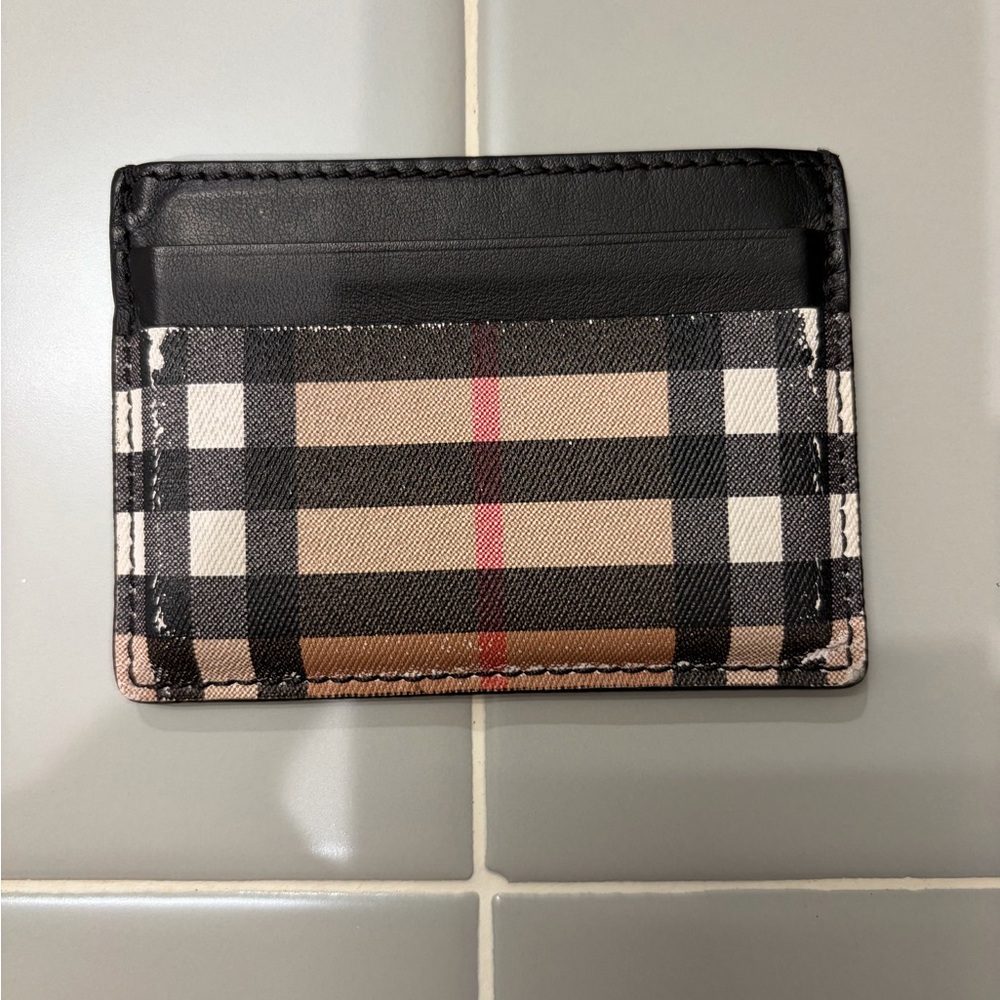 Burberry Black and Tan Check Card Holder